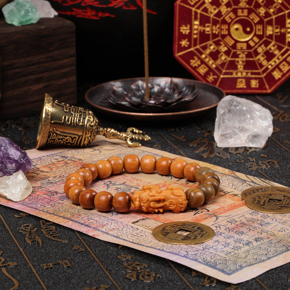 FREE Today: Golden & Green Sandalwood Pixiu Bracelet