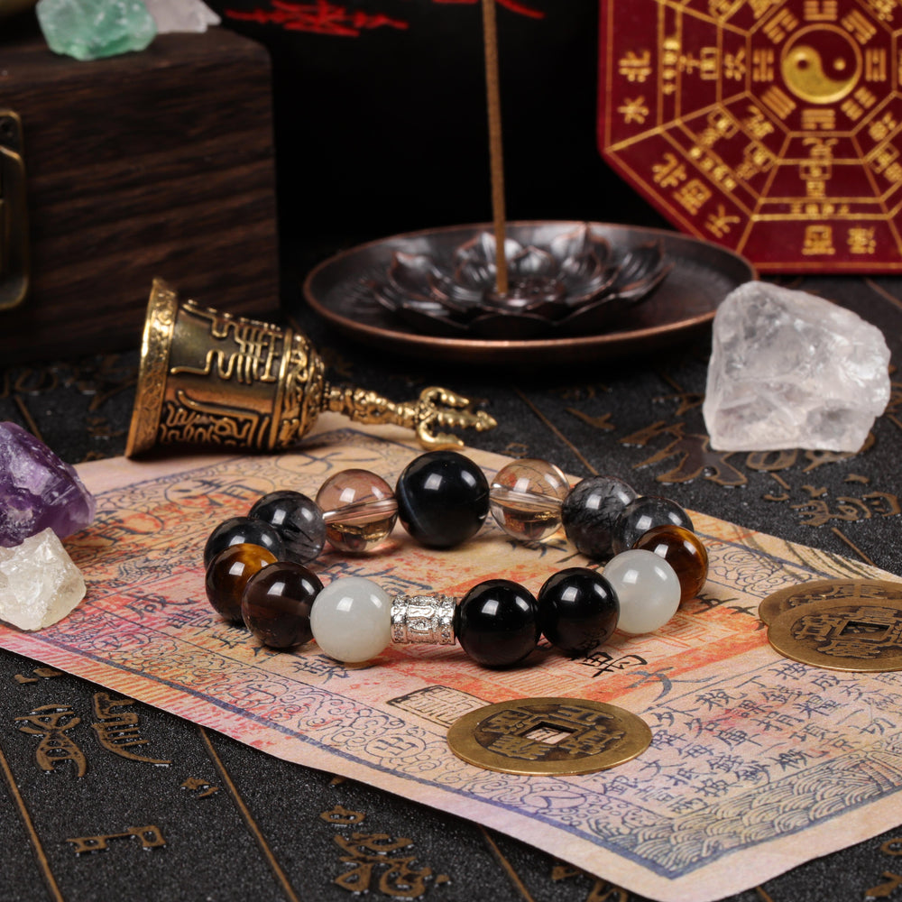 Dual Tiger Guardian: 5-Stone Array Bracelet | Strategic Vision & Executive Shield