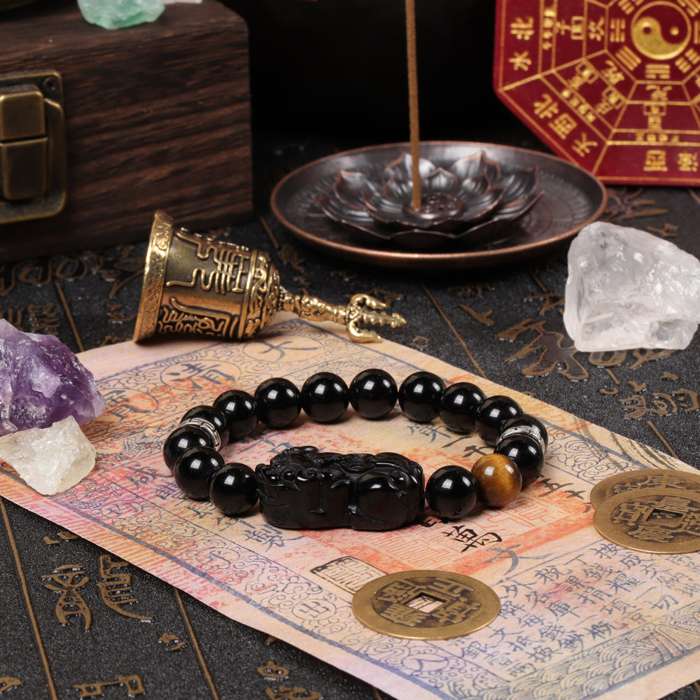 Natural Black Obsidian & Tiger's Eye | Sovereign Abundance Bracelet | Bracelet