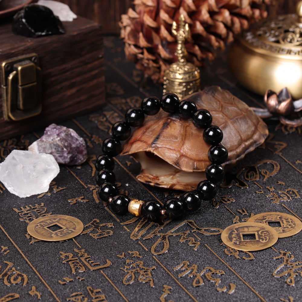 Natural Black Obsidian & Cross | Anchor for Grounded Resilience | Spiritual Jewelry