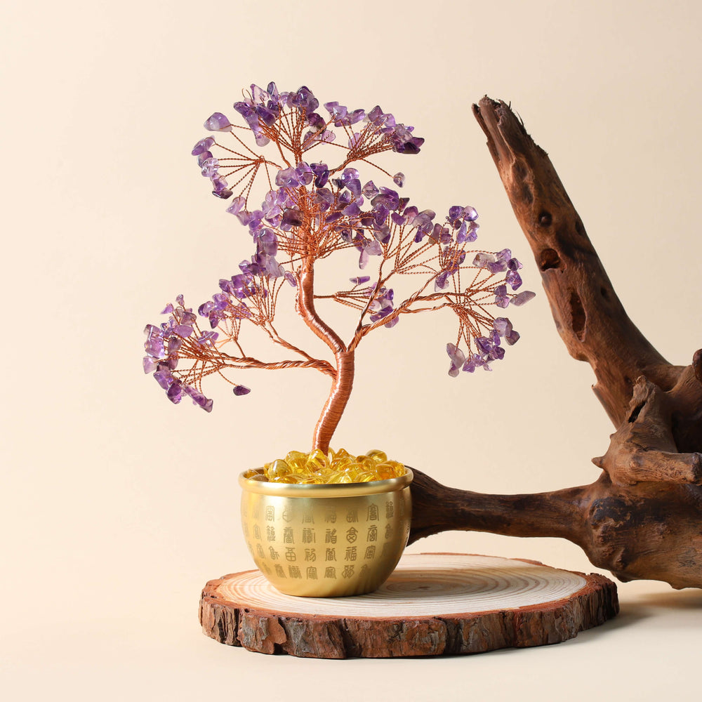 Natural Amethyst & Citrine Money Tree | Strategic Wisdom & Prosperity Anchor
