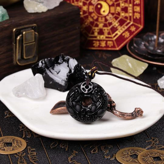 Prosperity & Retention Array – Natural Black Obsidian Pixiu Pendant