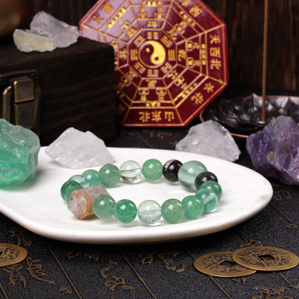 Professional Growth Array – Natural Green Phantom & Fluorite Bracelet