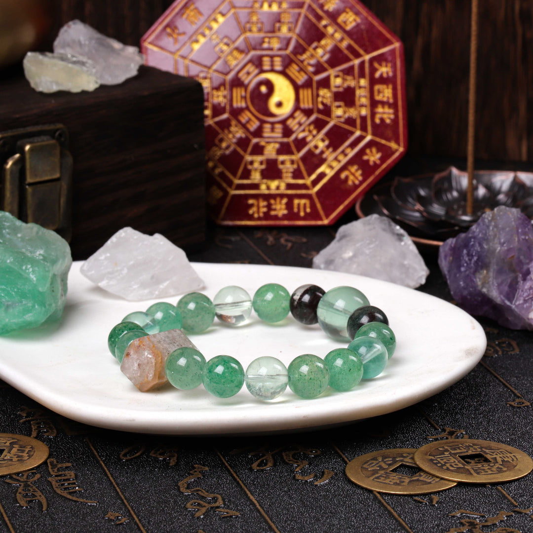 Professional Growth Array – Natural Green Phantom & Fluorite Bracelet