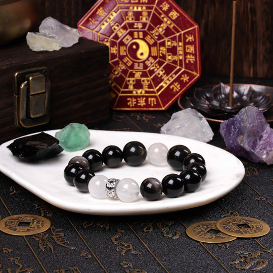 Yin-Yang Harmony: Milky Quartz & Obsidian Trio | Equilibrium & Personal Shield