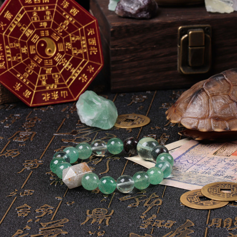 Professional Growth Array – Natural Green Phantom & Fluorite Bracelet