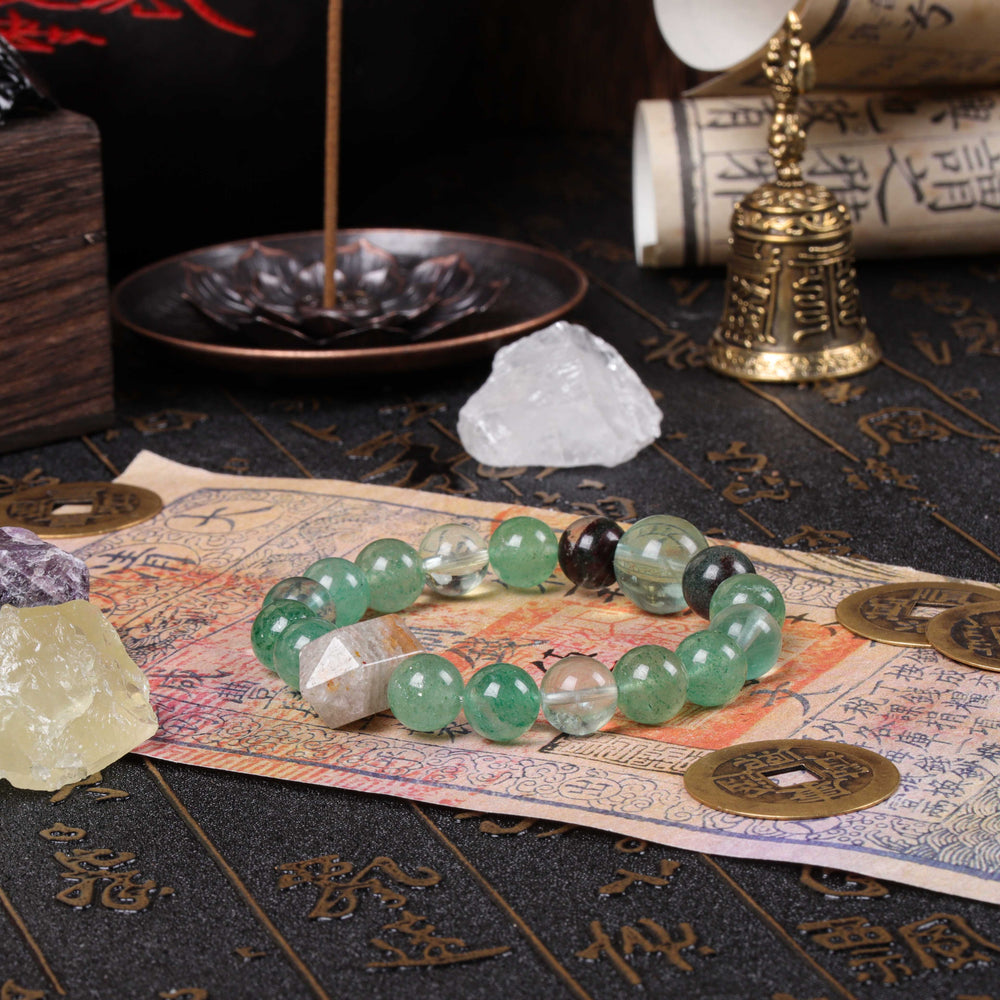 Professional Growth Array – Natural Green Phantom & Fluorite Bracelet