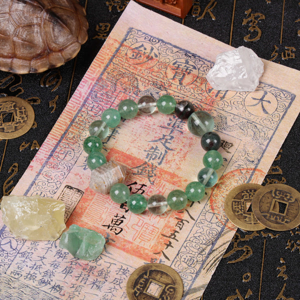 Professional Growth Array – Natural Green Phantom & Fluorite Bracelet