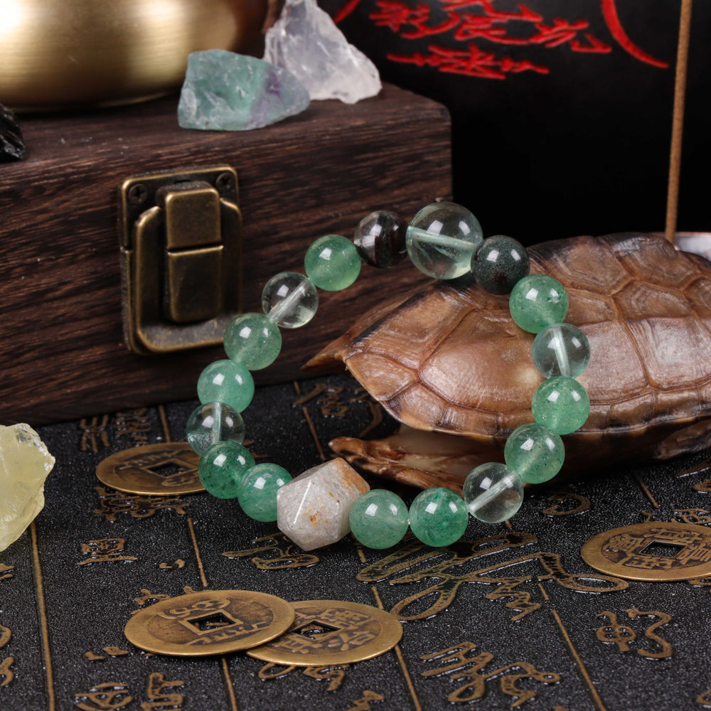 Professional Growth Array – Natural Green Phantom & Fluorite Bracelet