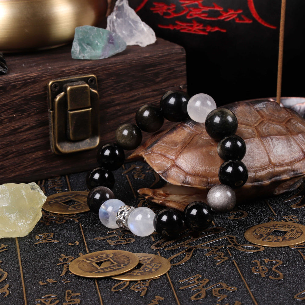 Yin-Yang Harmony: Milky Quartz & Obsidian Trio | Equilibrium & Personal Shield