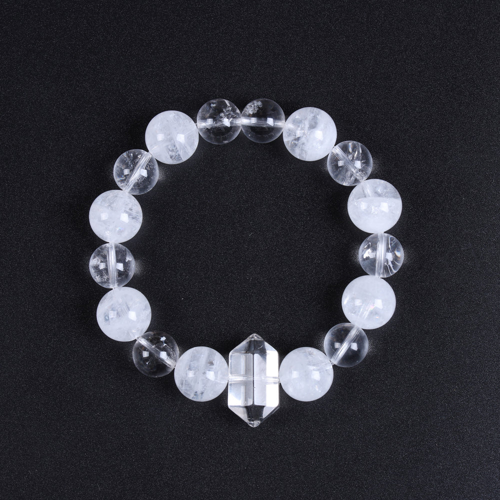 Natural Azeztulite & White Phantom Quartz Bracelet | Intellectual Precision & Focus