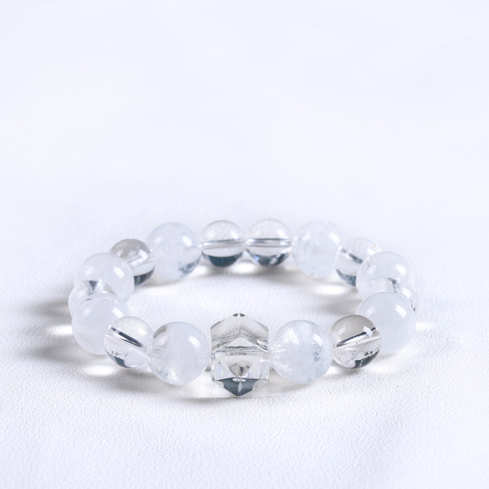 Natural Azeztulite & White Phantom Quartz Bracelet | Intellectual Precision & Focus