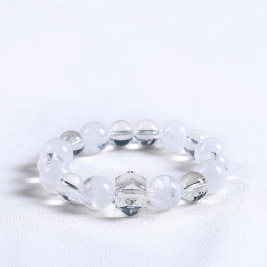 Natural Azeztulite & White Phantom Quartz Bracelet | Intellectual Precision & Focus
