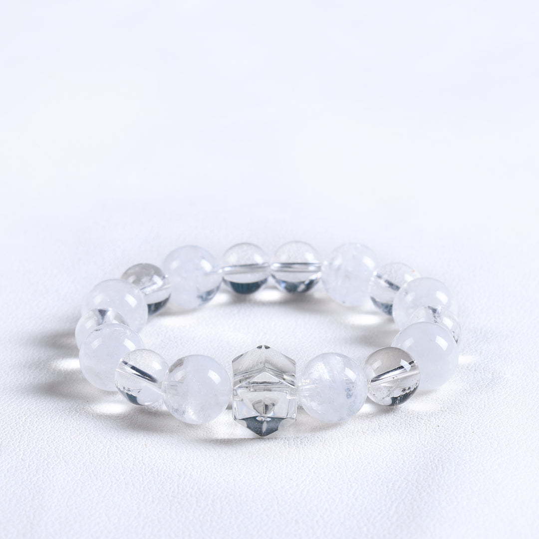 Natural Azeztulite & White Phantom Quartz Bracelet | Intellectual Precision & Focus