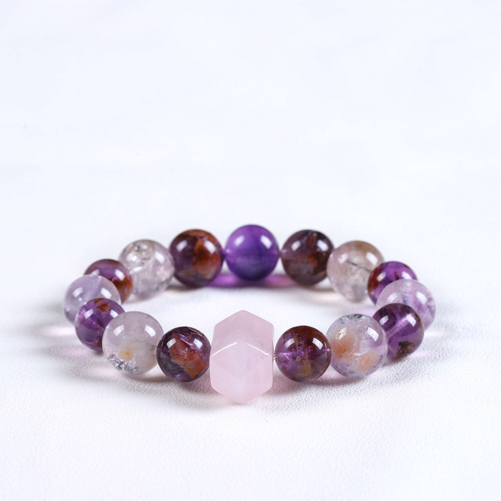 Mind-Heart Equilibrium Array – Natural Amethyst & Rose Quartz Bracelet