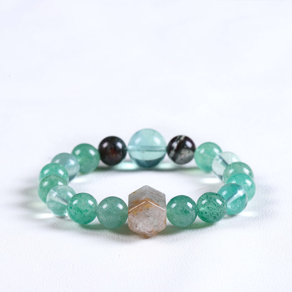 Professional Growth Array – Natural Green Phantom & Fluorite Bracelet