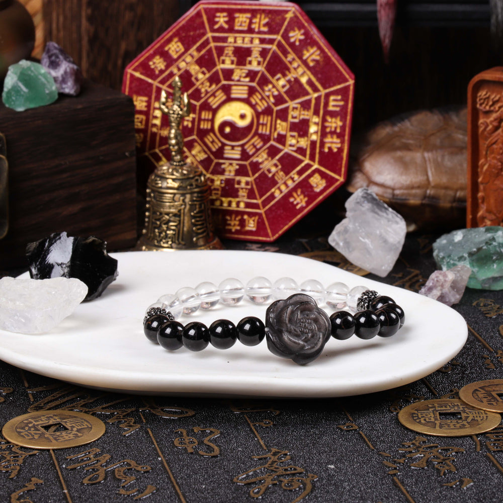 Luminous Shield Array – Natural Black Tourmaline & Clear Quartz Bracelet