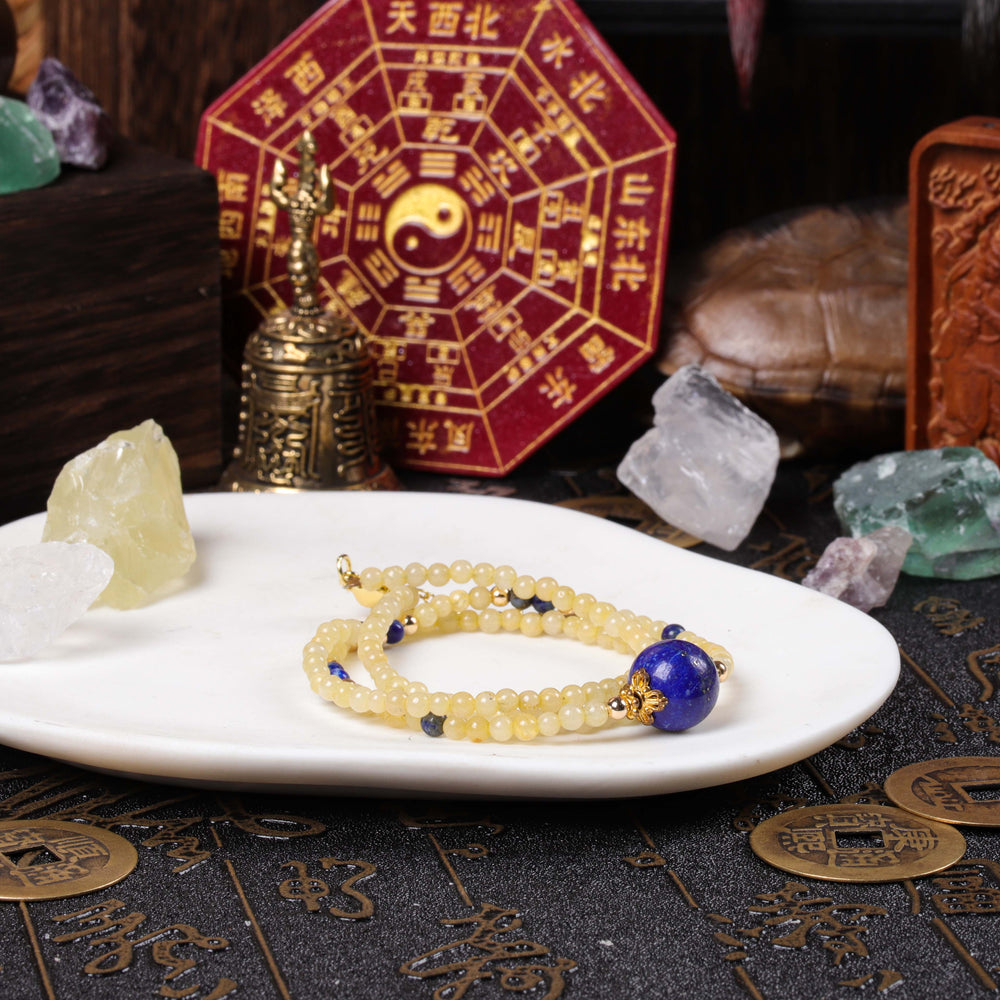 Insight & Presence Array – Natural Lapis Lazuli & Golden Rutilated Quartz Choker