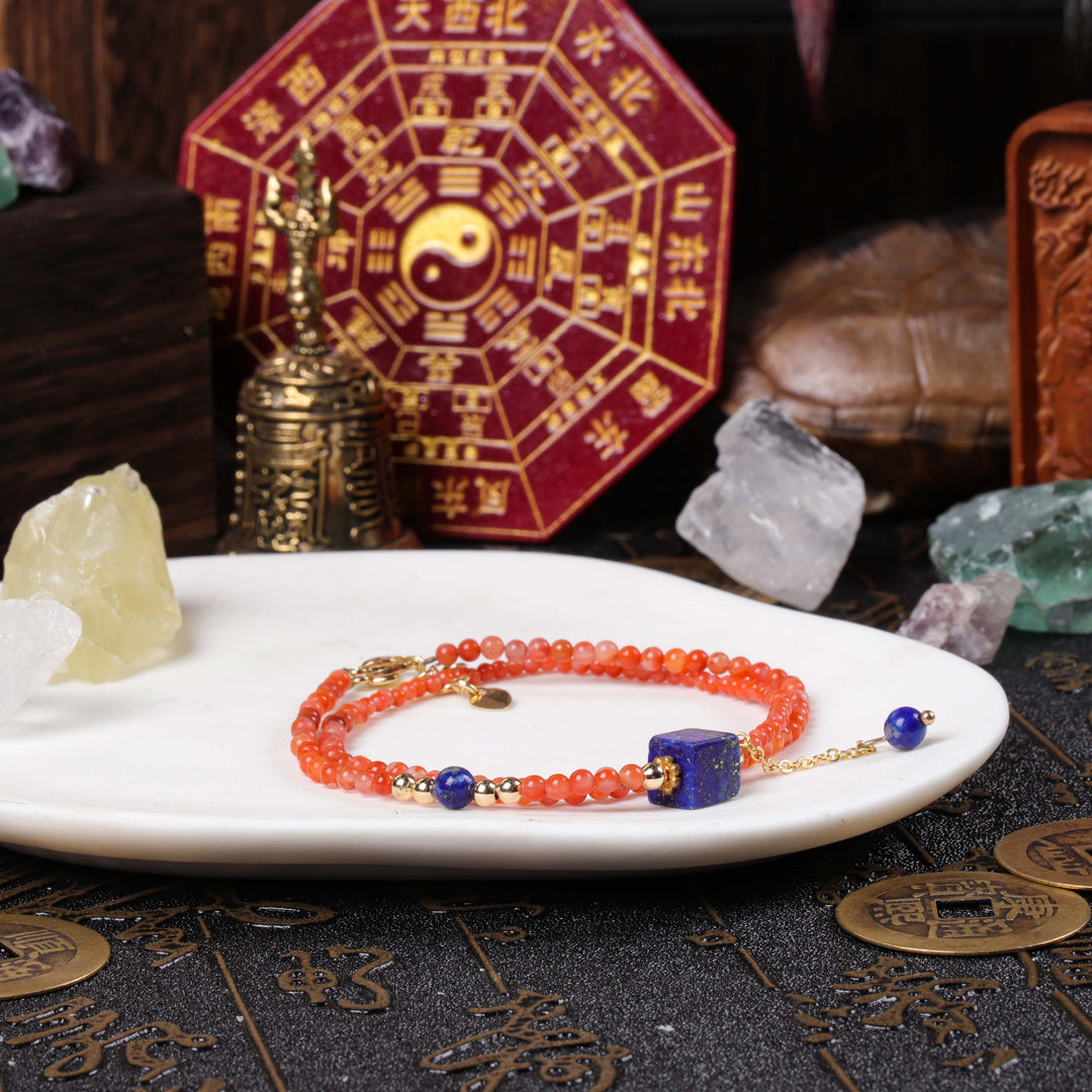 Clarity & Drive Array – Natural Southern Red Agate & Lapis Lazuli Bracelet