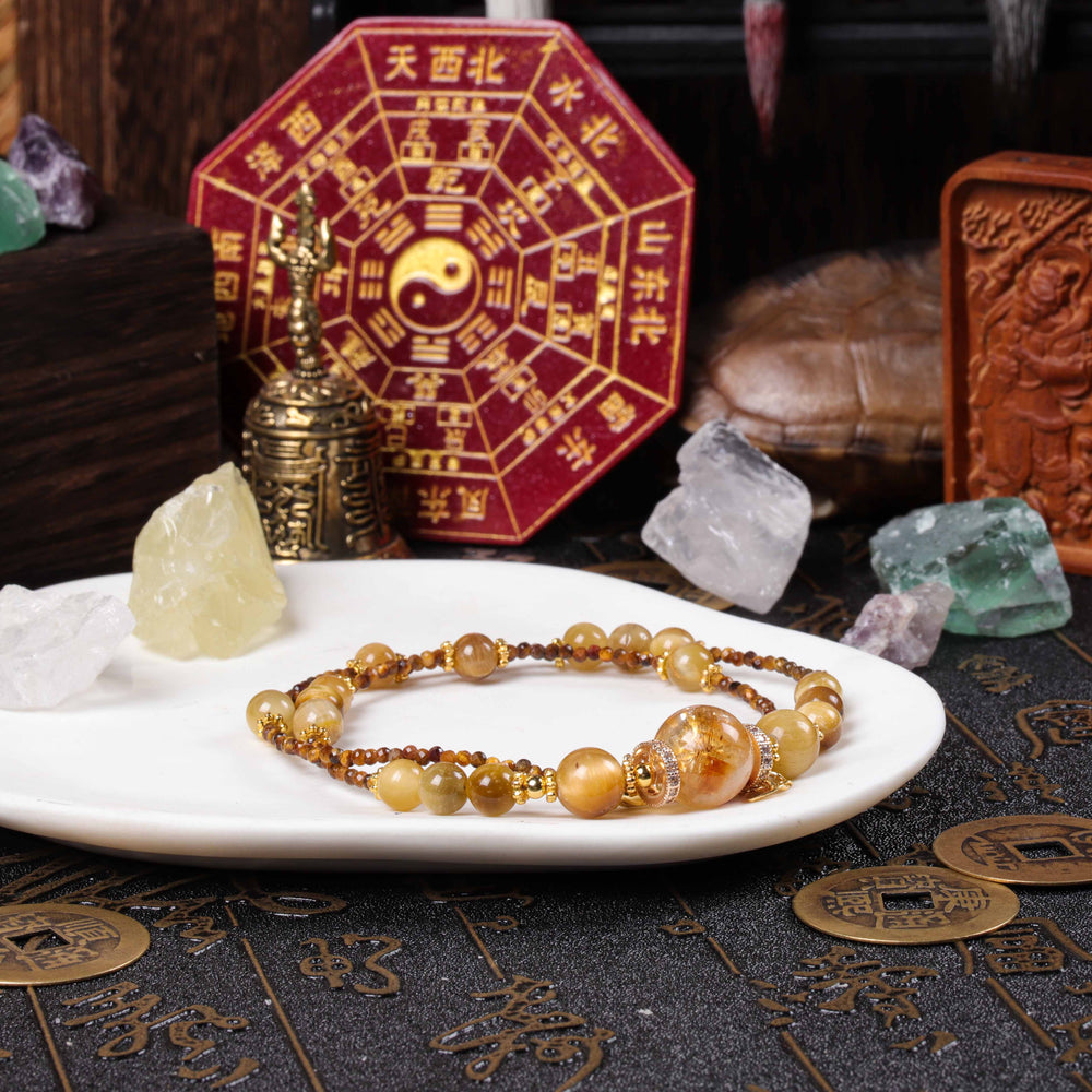 Visionary Grounding Array – Natural Yellow Phantom & Tiger’s Eye Choker