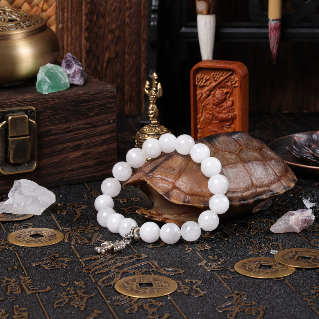 White Phantom Quartz & Cross "Resilience" Bracelet — Growth & Equilibrium