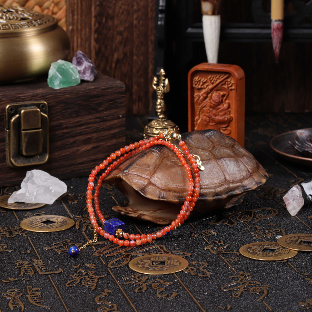 Clarity & Drive Array – Natural Southern Red Agate & Lapis Lazuli Bracelet