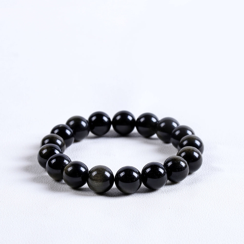 Natural Golden Sheen & Black Obsidian Bracelet | Strength & Confidence Shield