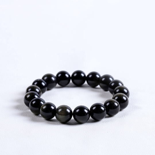 Natural Golden Sheen & Black Obsidian Bracelet | Strength & Confidence Shield