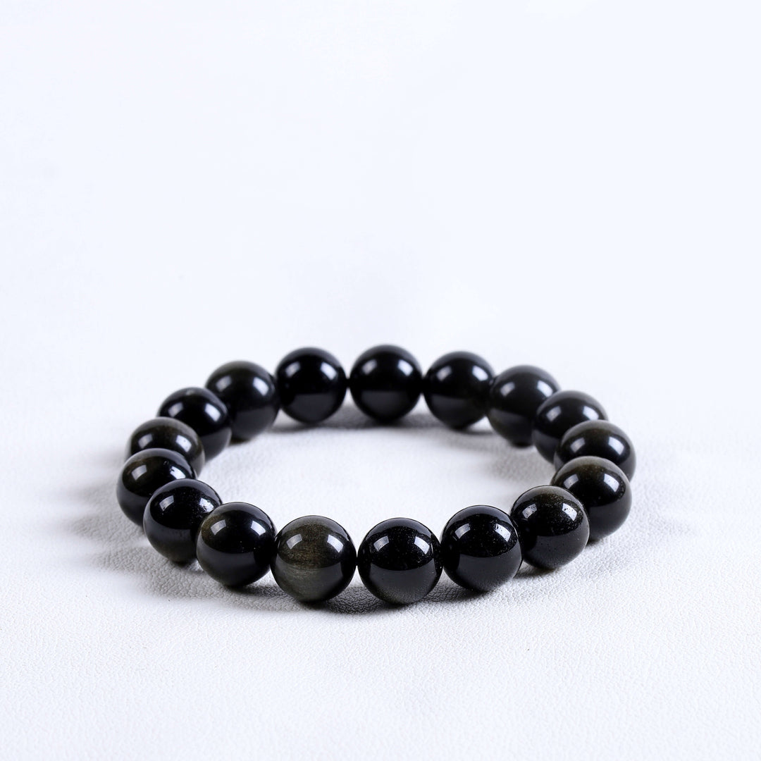 Natural Golden Sheen & Black Obsidian Bracelet | Strength & Confidence Shield