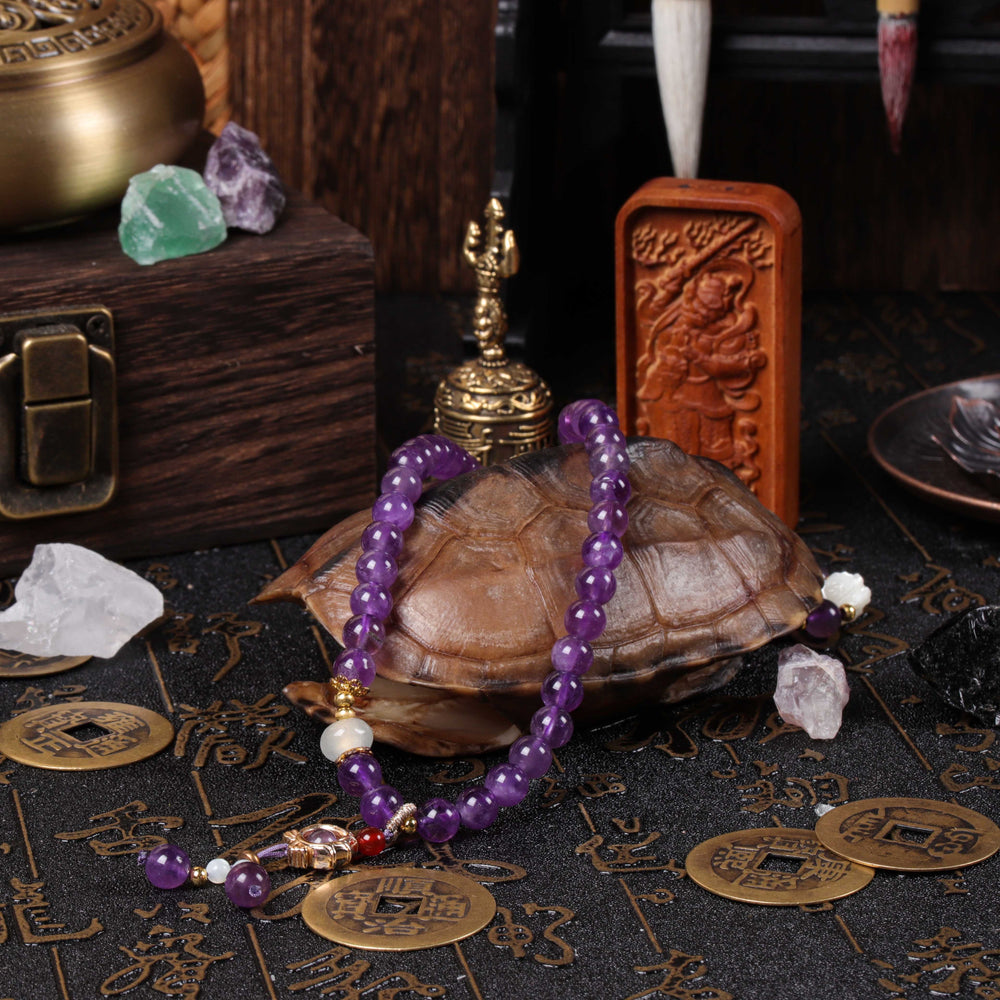 Clarity & Grace Array – Natural Lavender Amethyst & White Jade Double-Wrap Bracelet
