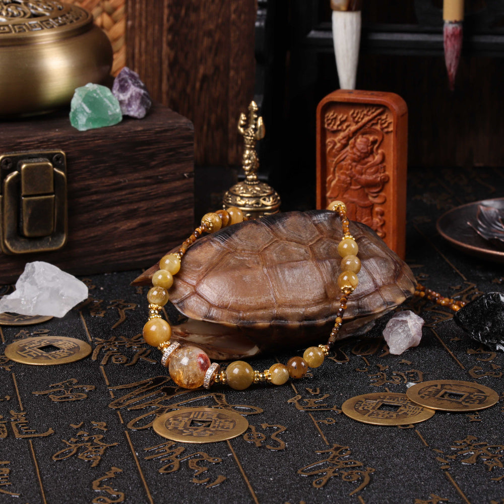 Visionary Grounding Array – Natural Yellow Phantom & Tiger’s Eye Choker
