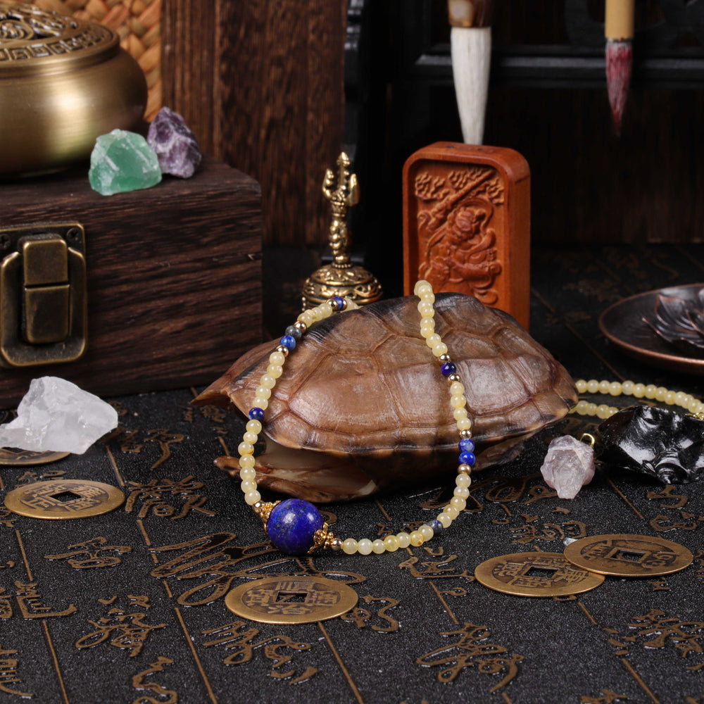 Insight & Presence Array – Natural Lapis Lazuli & Golden Rutilated Quartz Choker