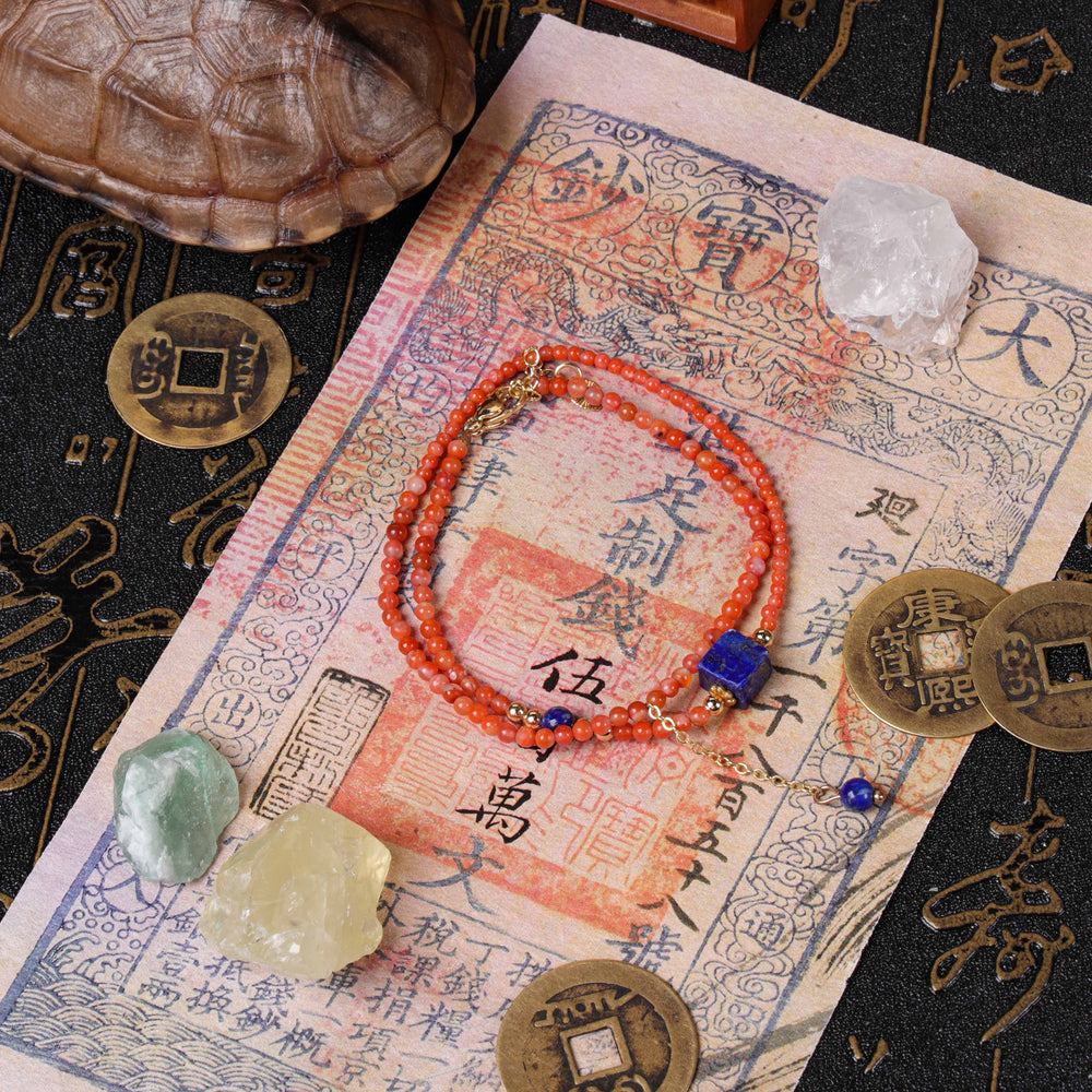 Clarity & Drive Array – Natural Southern Red Agate & Lapis Lazuli Bracelet