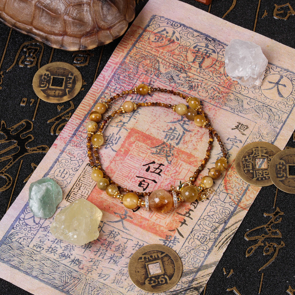 Visionary Grounding Array – Natural Yellow Phantom & Tiger’s Eye Choker