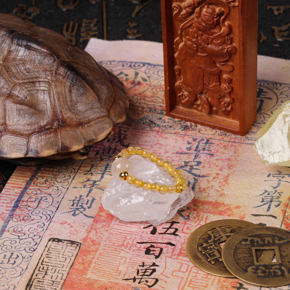 Natural Golden Rutilated Quartz Traditional Momentum & Clarity Pivot Ring