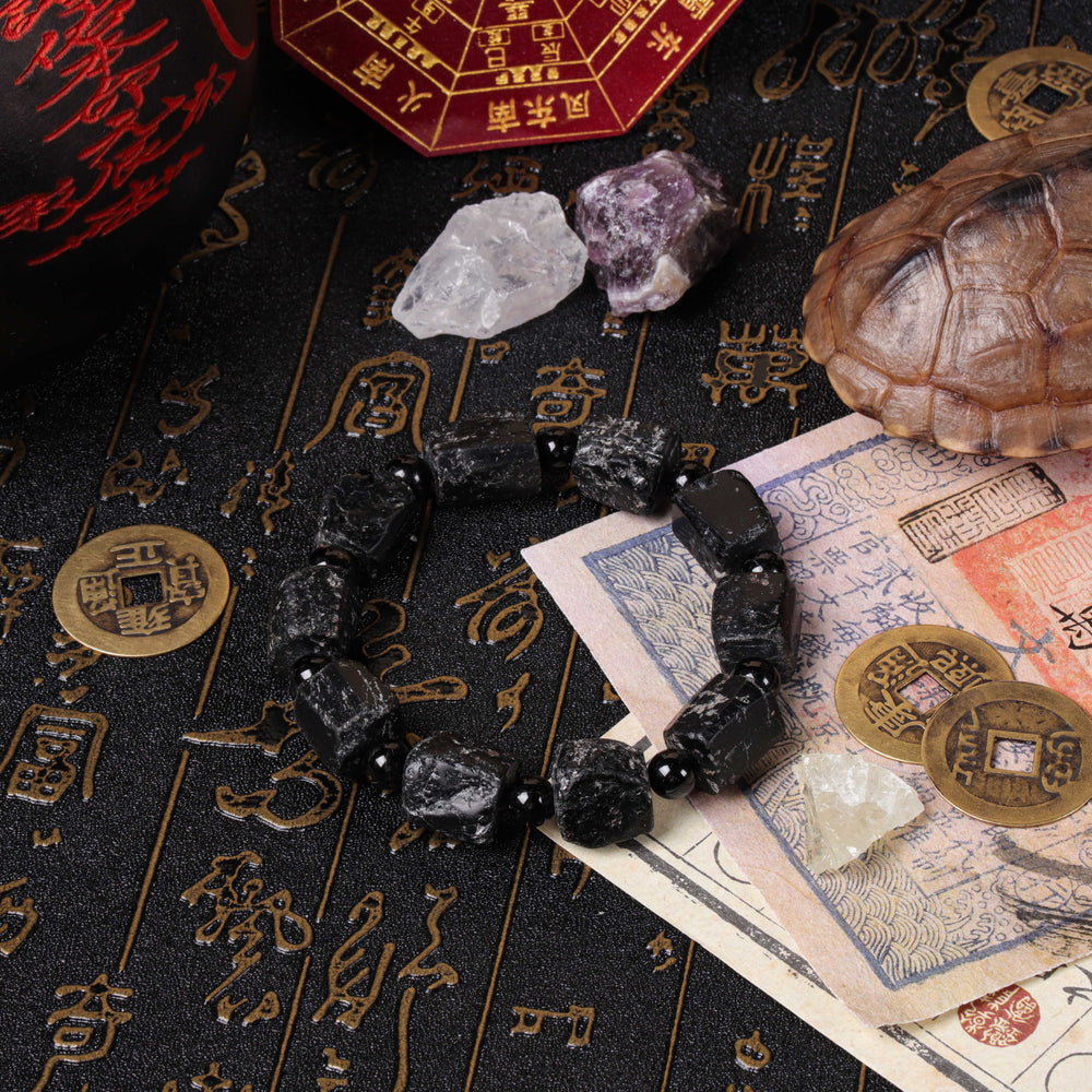Foundational Strength Array – Natural Black Tourmaline & Black Agate Bracelet