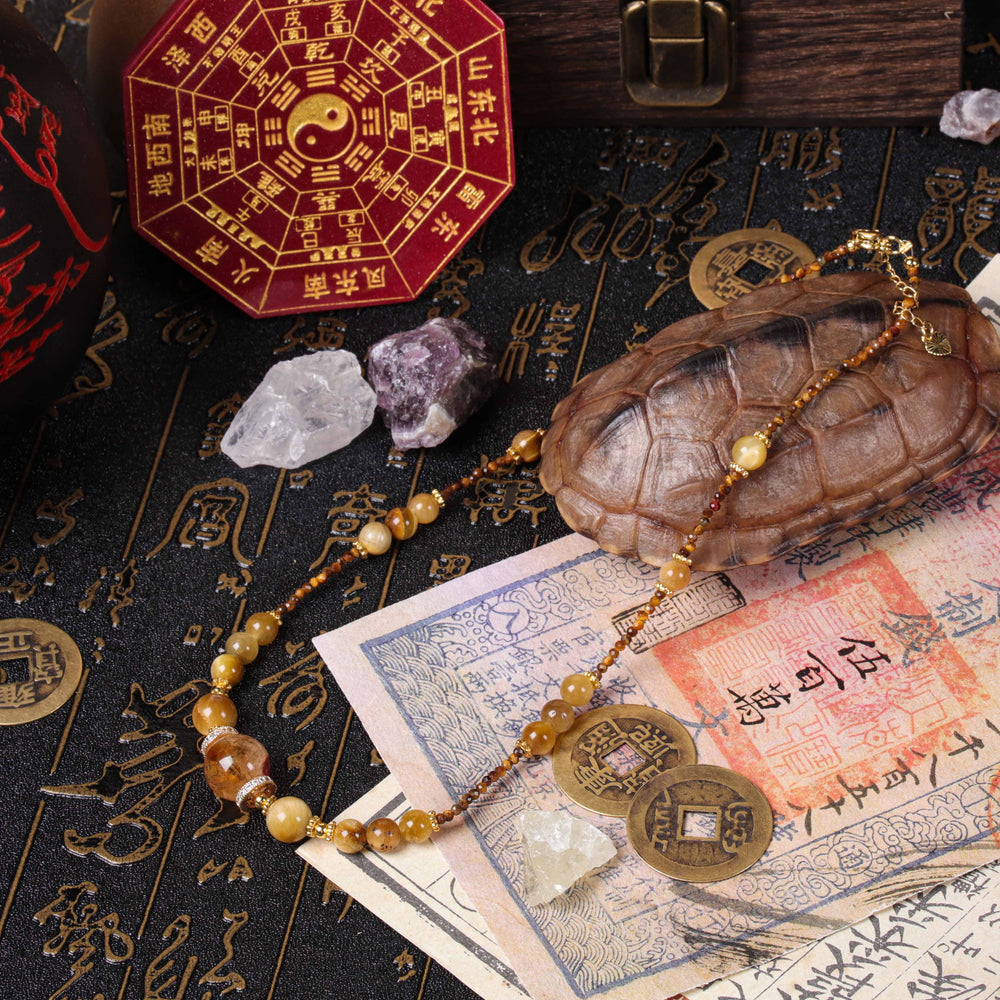 Visionary Grounding Array – Natural Yellow Phantom & Tiger’s Eye Choker