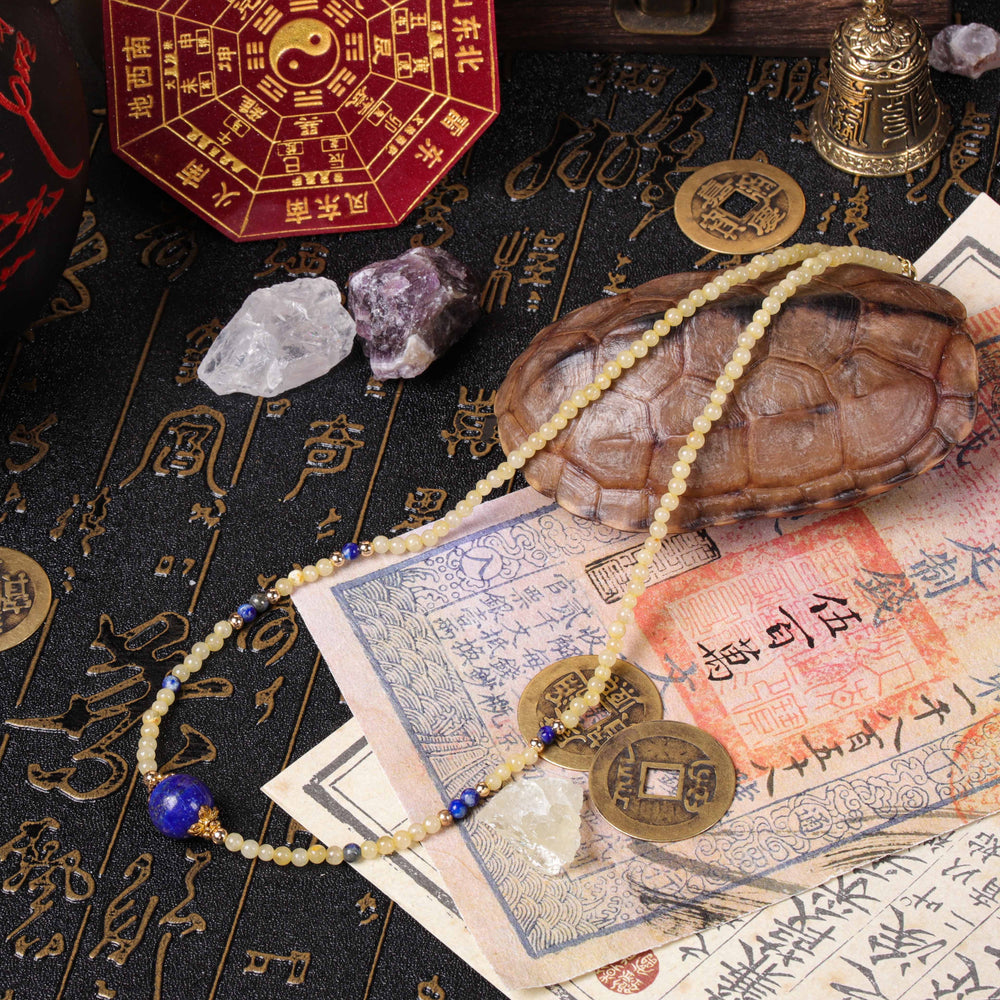 Insight & Presence Array – Natural Lapis Lazuli & Golden Rutilated Quartz Choker