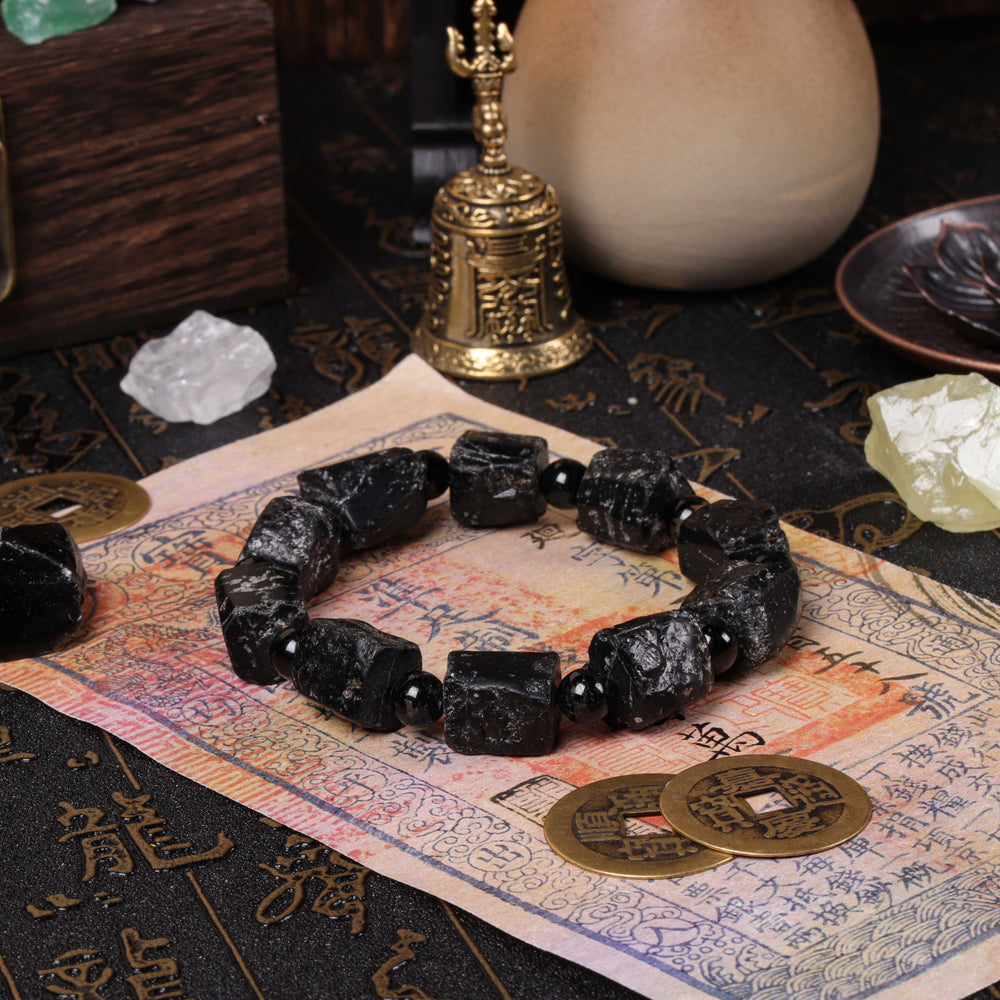 Foundational Strength Array – Natural Black Tourmaline & Black Agate Bracelet