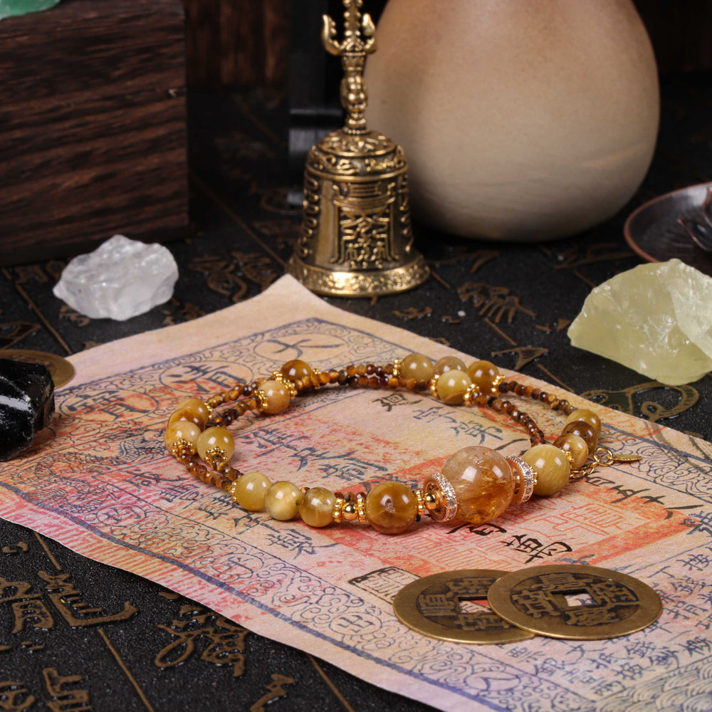 Visionary Grounding Array – Natural Yellow Phantom & Tiger’s Eye Choker