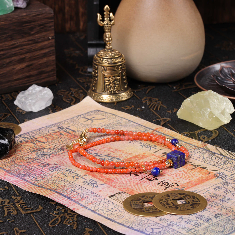 Clarity & Drive Array – Natural Southern Red Agate & Lapis Lazuli Bracelet