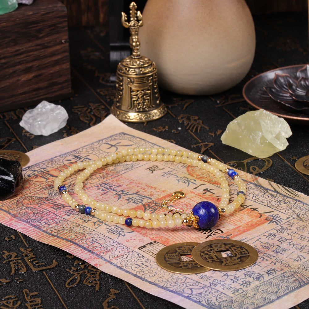 Insight & Presence Array – Natural Lapis Lazuli & Golden Rutilated Quartz Choker