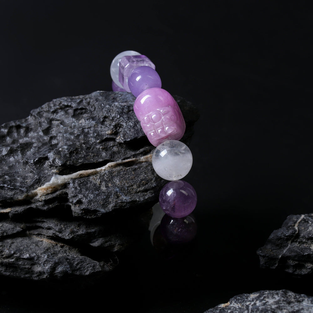 Strategic Wisdom Array – Natural Amethyst Pixiu Abundance Bracelet