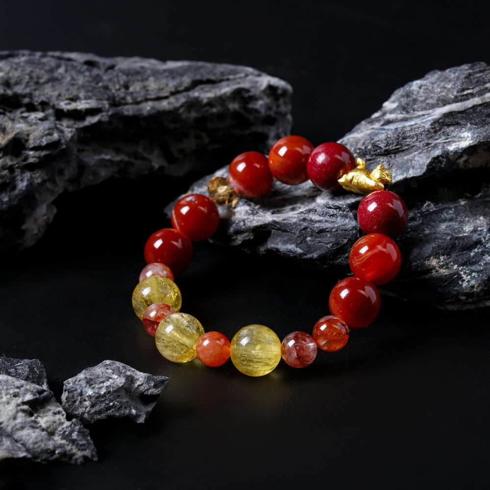 Natural Red Phantom & Cinnabar Bracelet | Career Momentum & Strategic Focus
