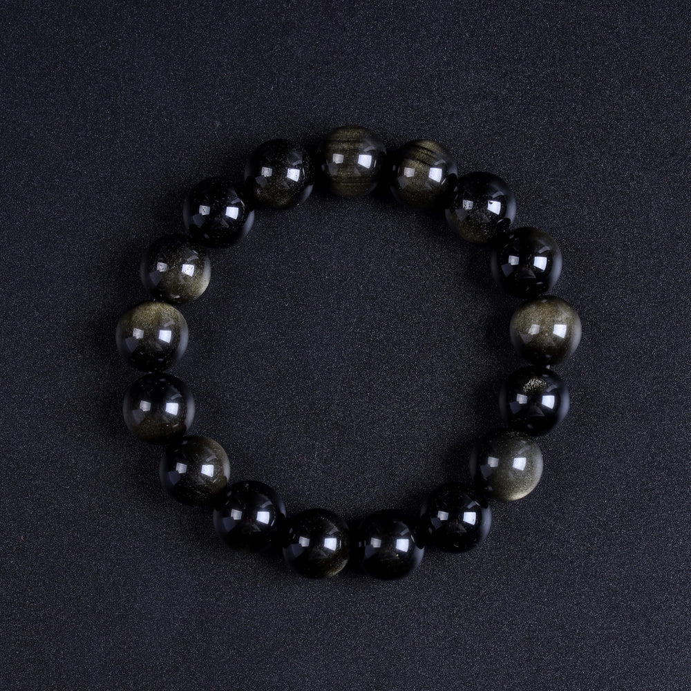 Natural Golden Sheen & Black Obsidian Bracelet | Strength & Confidence Shield
