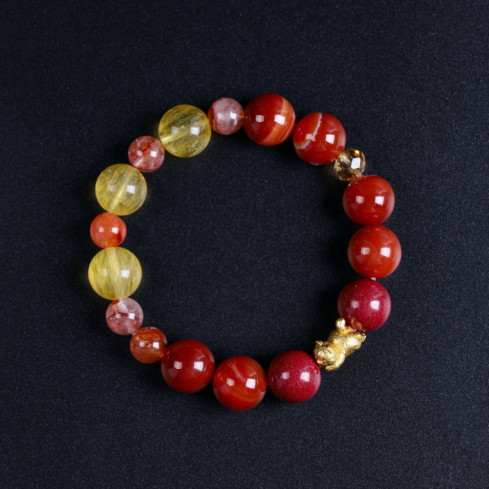 Natural Red Phantom & Cinnabar Bracelet | Career Momentum & Strategic Focus