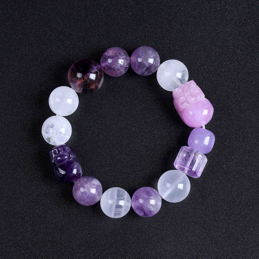 Strategic Wisdom Array – Natural Amethyst Pixiu Abundance Bracelet