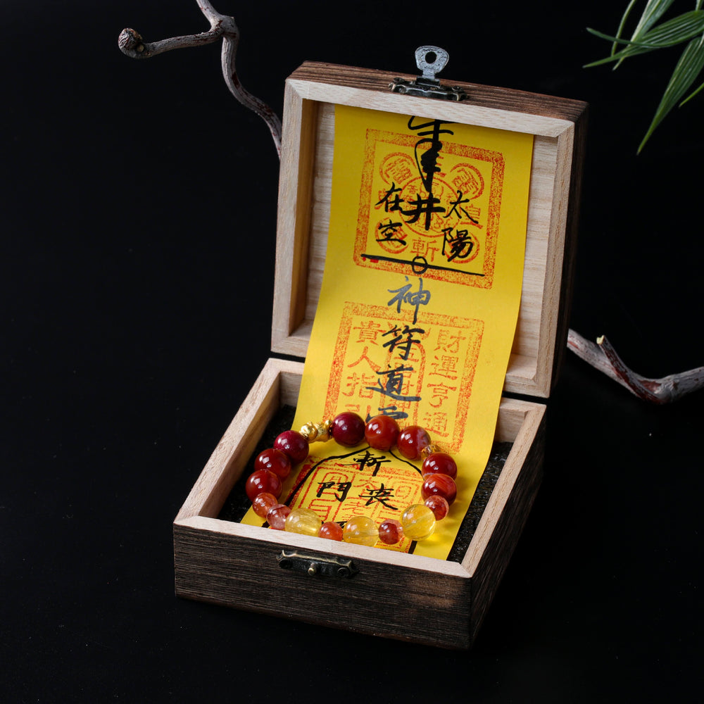 Natural Red Phantom & Cinnabar Bracelet | Career Momentum & Strategic Focus