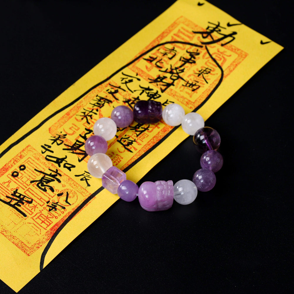 Strategic Wisdom Array – Natural Amethyst Pixiu Abundance Bracelet