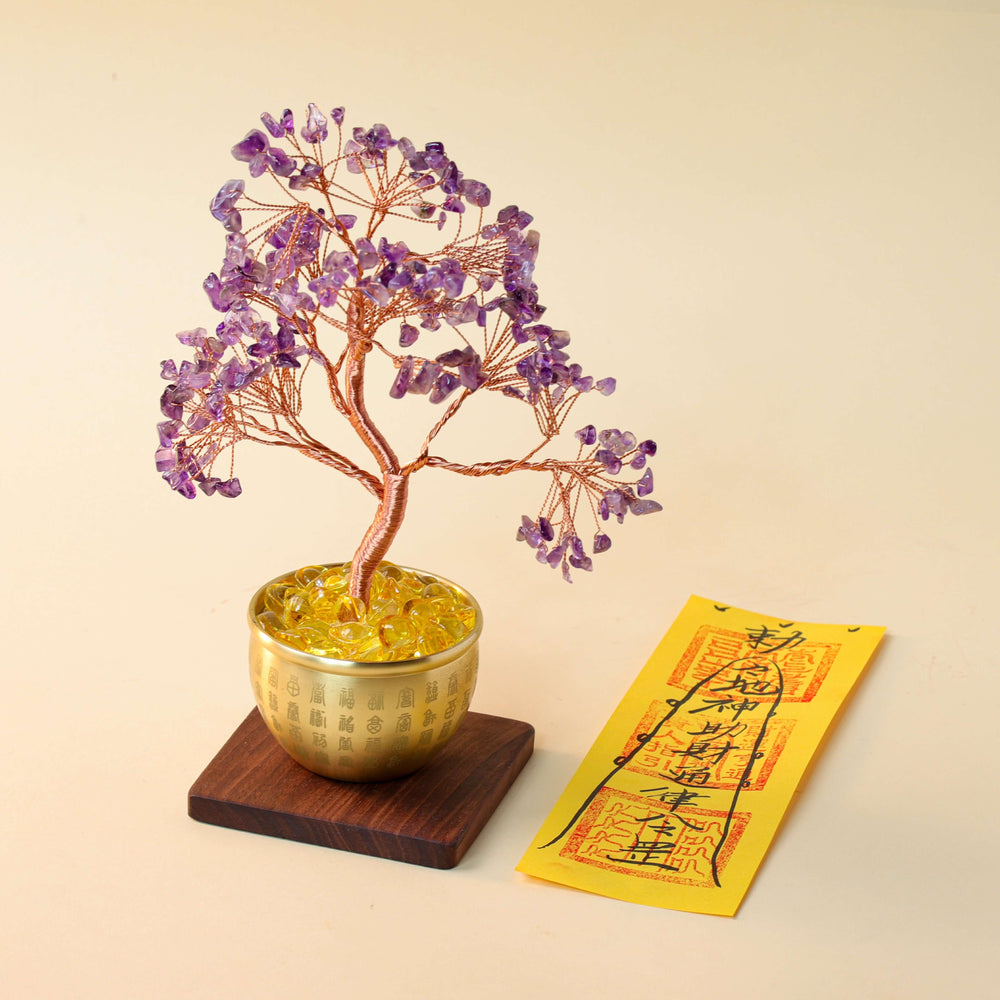 Natural Amethyst & Citrine Money Tree | Strategic Wisdom & Prosperity Anchor